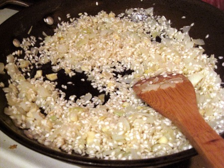 Arborio rice, onions, garlic, and fatty fat fat fat fat